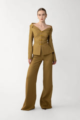 Nicola Crepe Tailored Off-Shoulder Peplum Blouse