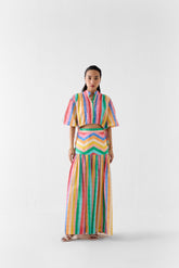 Leher Drawstring Crop Shirt & Gathered Skirt