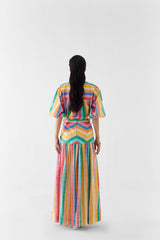 Leher Drawstring Crop Shirt & Gathered Skirt