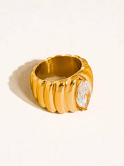 Ambré 18K Gold Non-Tarnish Marquise CZ Statement Ring: Yellow Gold