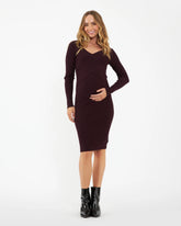 Sadie Rib Knit Nursing Dress Maroon