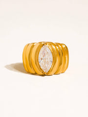 Ambré 18K Gold Non-Tarnish Marquise CZ Statement Ring: Yellow Gold