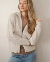 Layla Zip Through Knit Oat Marle