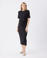 Ivy Rib Nursing Dress Black