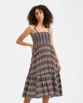 Grace Shirred Dress Chocolate / White