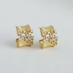 Irregular Cubic Zirconia C-Hoop Earrings
