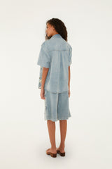 Denim Sea Desire Embroidered Short Sleeve Shirt