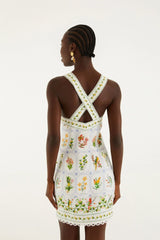 Tropical Porcelain Off-Whit Mini Dress