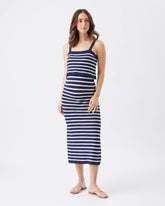 Pointelle Knit Nursing Dress Navy / White