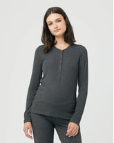 Rib Button Through Top Charcoal Marle