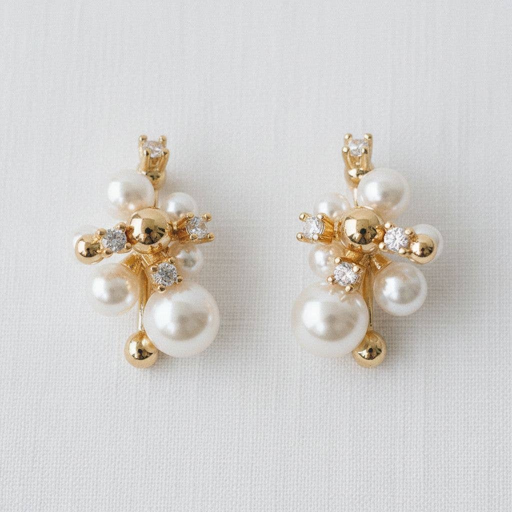 Pearl Cluster Drop Earrings