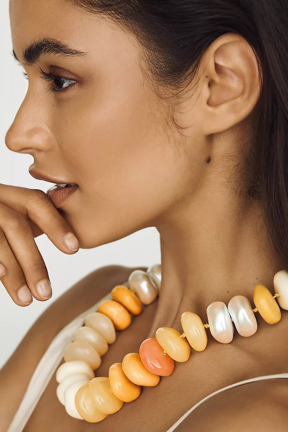 Chunky Rainbow Necklace in Pearl