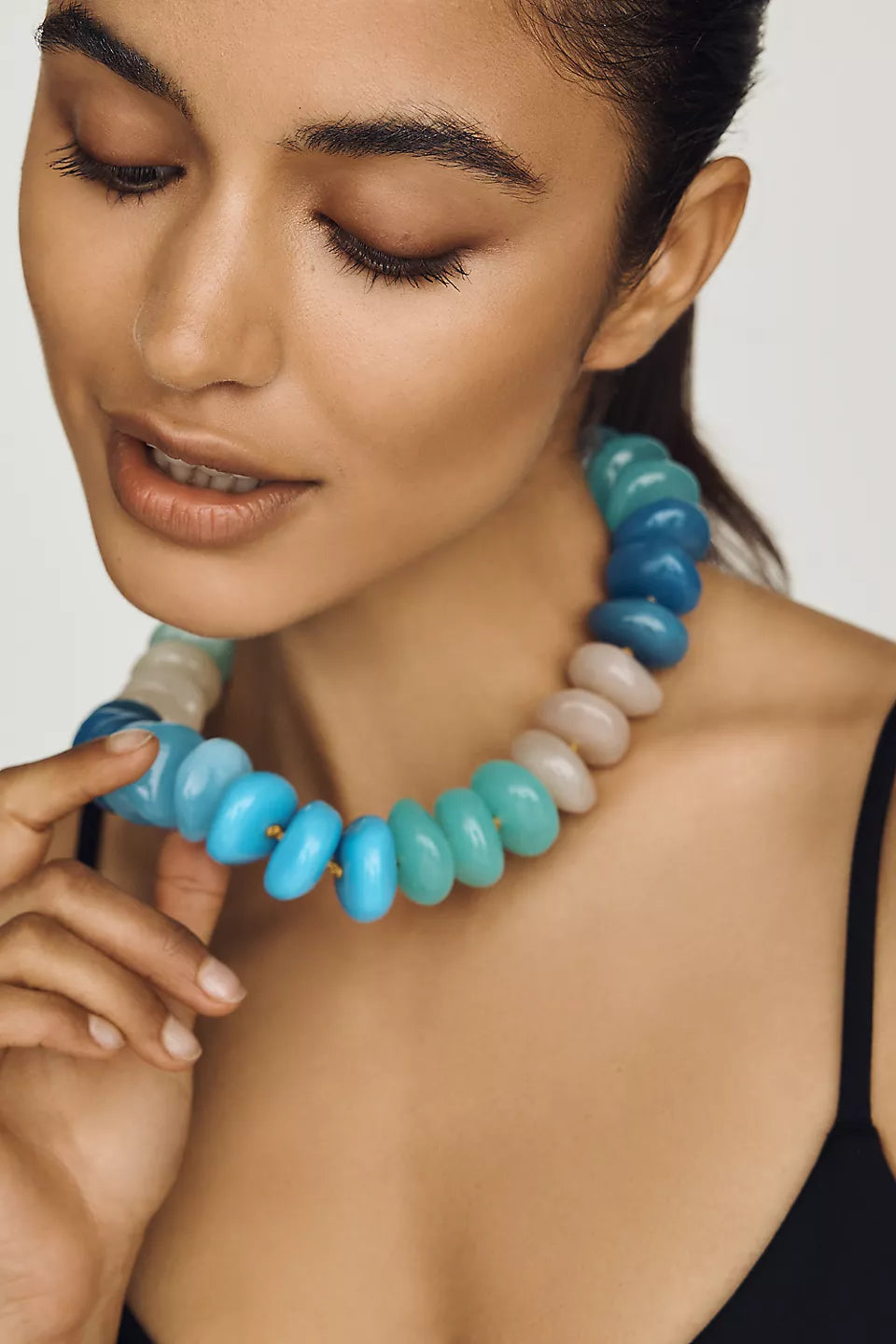 Chunky Rainbow Necklace in Turquoise