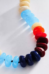 Chunky Rainbow Necklace in Blue Pattern