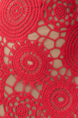 Delta Crochet Halter Midi Dress - Red