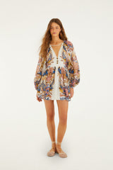 Off-White Sea Garden Puff Sleeve Mini Bubble Dress