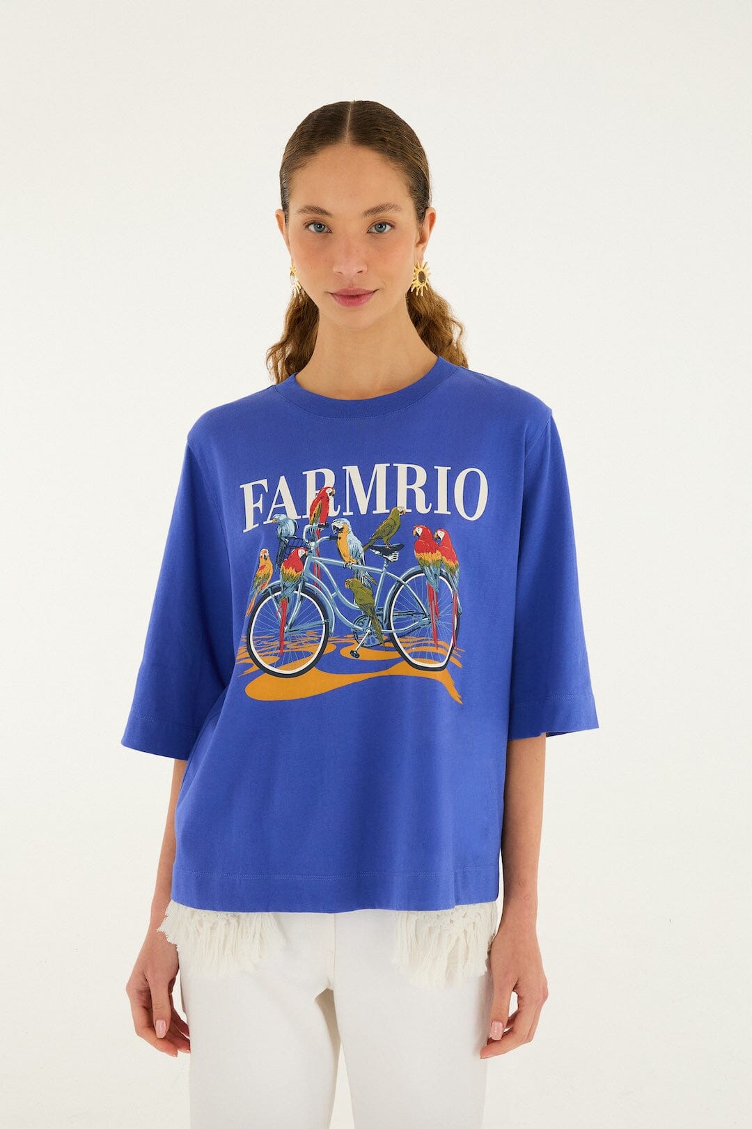 Blue Bike Birds  T-Shirt