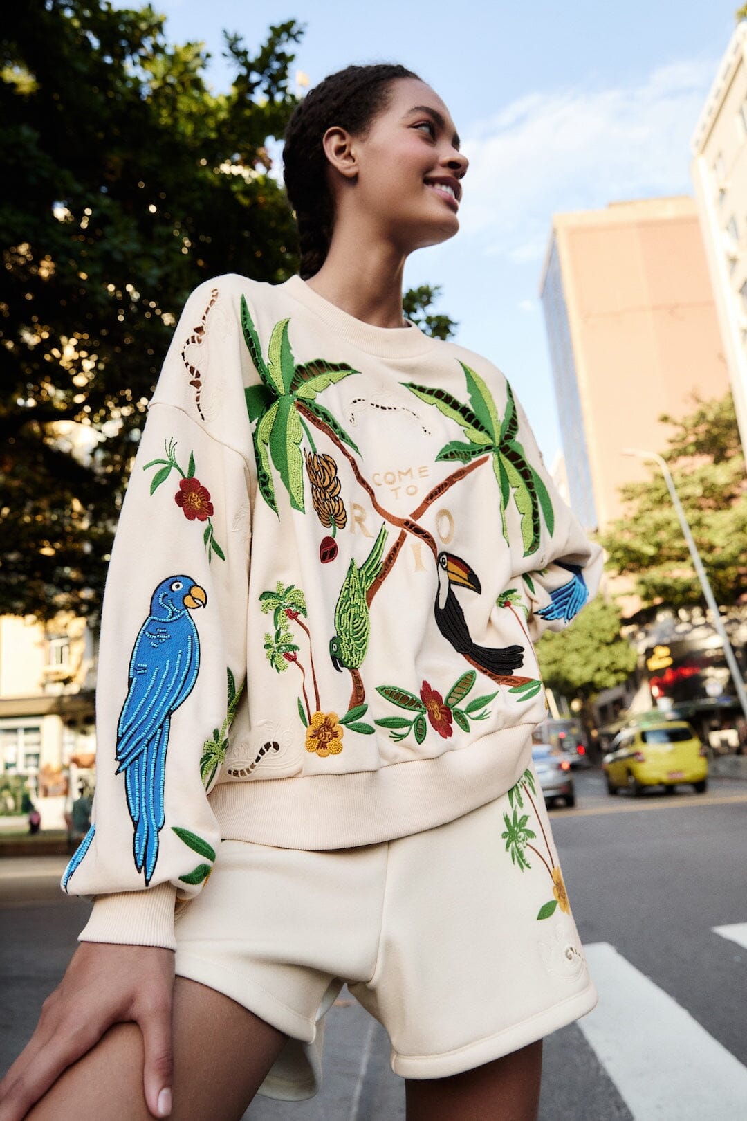 Off-White Coconut Trees Come To Rio Embroidered Sweatshirt