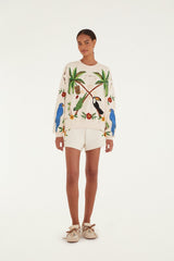 Off-White Coconut Trees Come To Rio Embroidered Sweatshirt