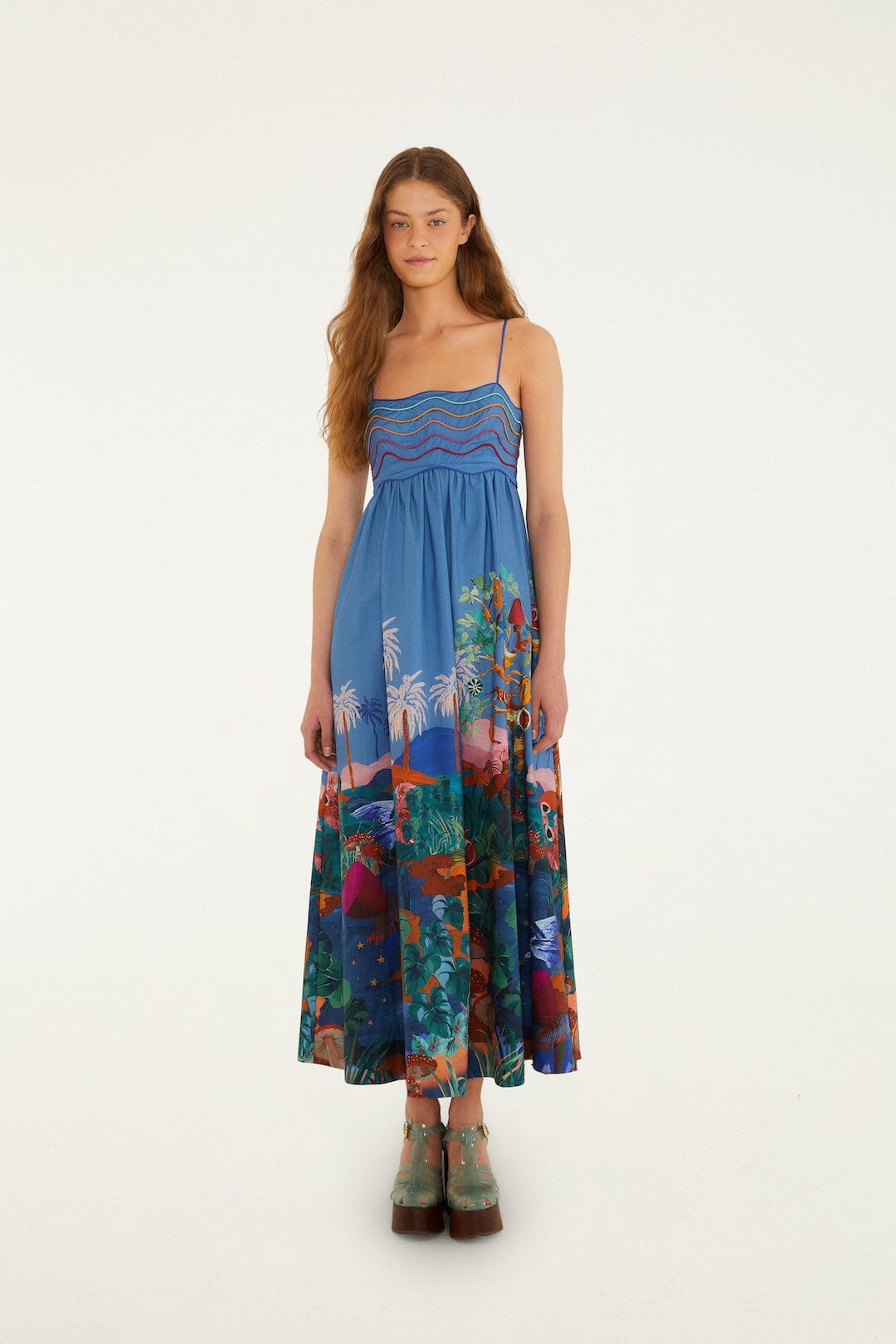 Multicolor Dream Landscape  Sleeveless Maxi Dress