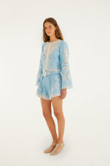 Light Blue Romantic Richelieu Shorts