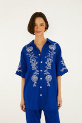 Blue Romantic Embroidered Lenzing™ Ecovero™ Euroflax™ Shirt