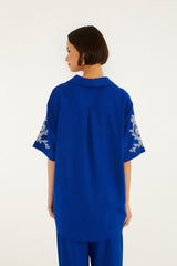 Blue Romantic Embroidered Lenzing™ Ecovero™ Euroflax™ Shirt