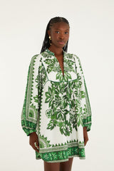 Green Flora Tapestry Mini Dress