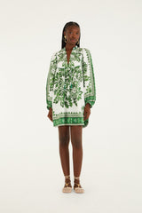Green Flora Tapestry Mini Dress