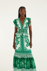 Green Flora Tapestry Maxi Dress