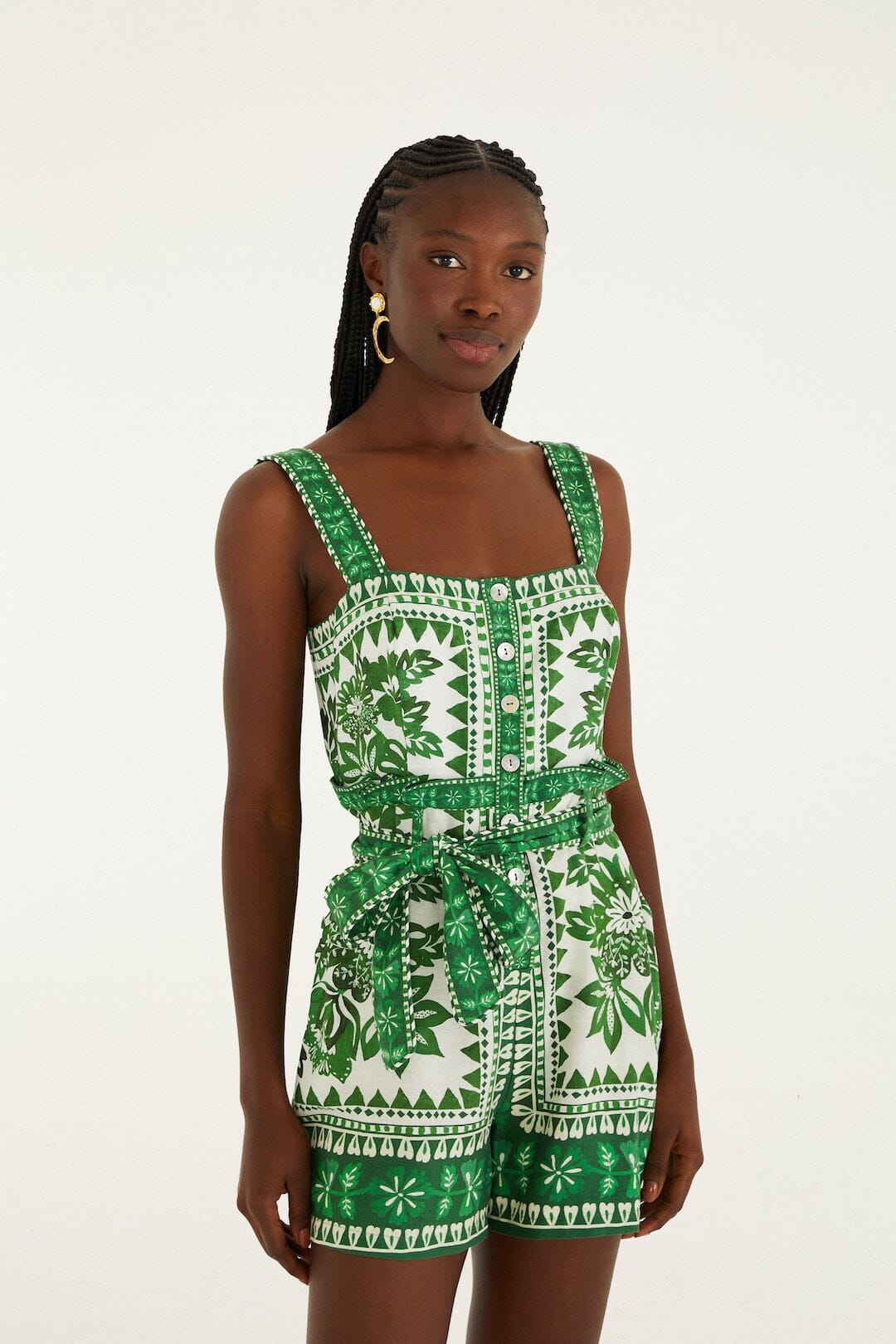 Green Flora Tapestry Romper