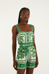 Green Flora Tapestry Romper