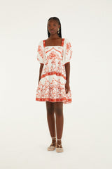 Red Porcelain Garden  Mini Dress
