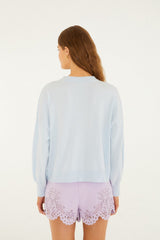 Blue Love Birds Embroidered Sweater