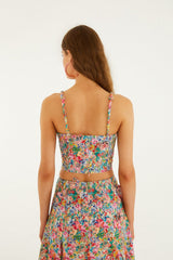 Off-White Peasant Floral Butterflies Top
