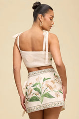 Halter Crochet White Skirt Set