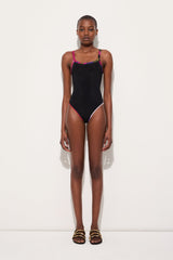 Swimsuit with Printed Trim