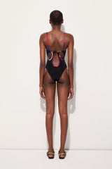 Swimsuit with Printed Trim
