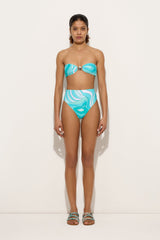 Marmo Print High-Waisted Bikini Bottom