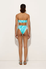 Marmo Print High-Waisted Bikini Bottom