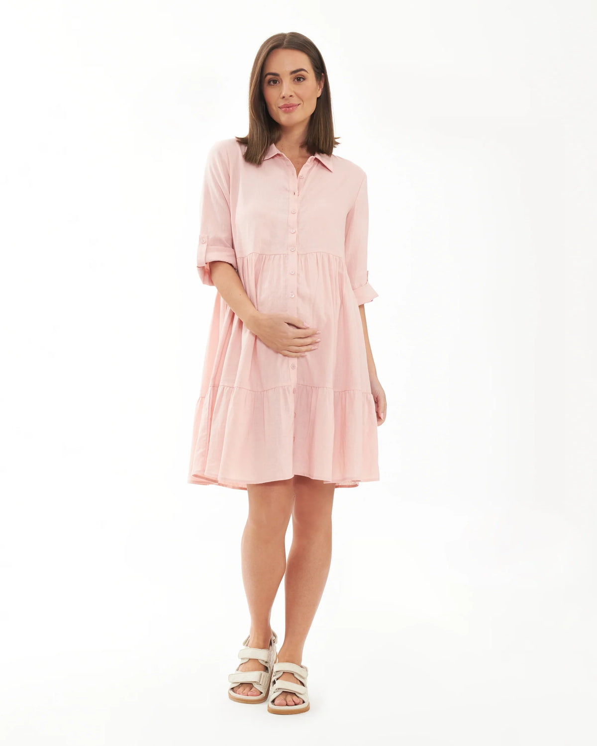 Adel Linen Dress Soft Pink