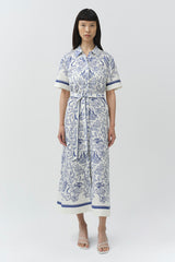 Audria Belted Linen Midi Dress