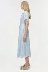 Audria Belted Linen Midi Dress