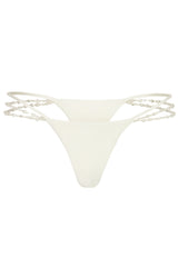 Multi-Strap Cheeky Bikini Bottoms  in Pearl