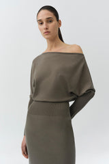 Janese Off Shoulder Knit Midi Dress