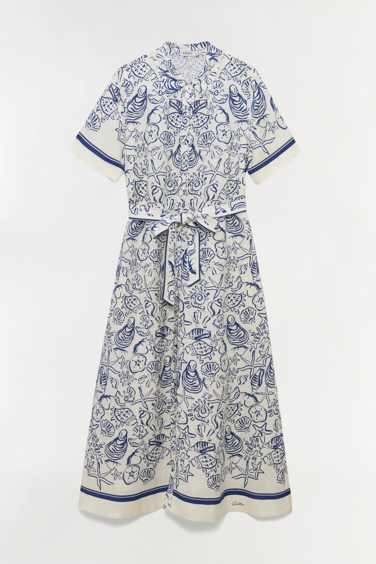 Audria Belted Linen Midi Dress