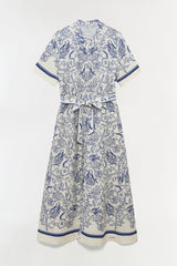 Audria Belted Linen Midi Dress