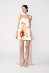 Ruby Satin Dress with Scarf
