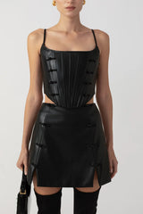 Nadia Faux Leather Corset Top