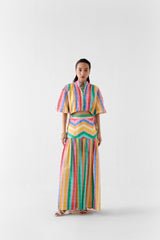 Leher Drawstring Crop Shirt & Gathered Skirt